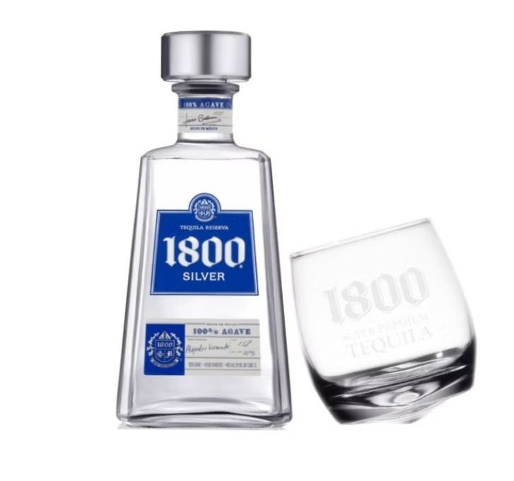 1800 Silver Tequila With Dancing Glass 750ml