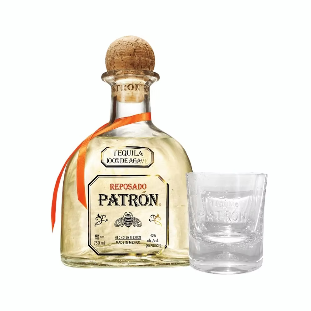 Patron Reposado 750ml + FREE Tequila Glass