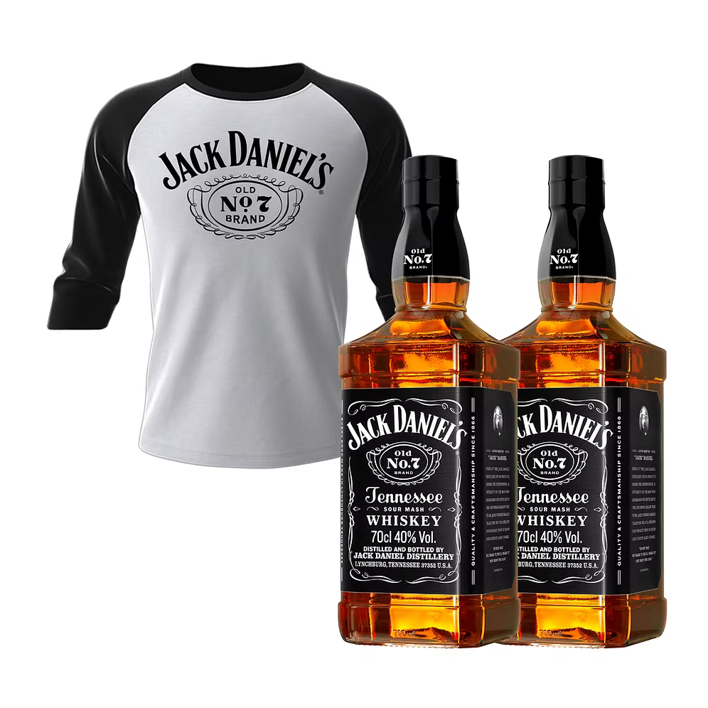 Jack Daniel’s Old No. 7  700ml (2 bottles) with FREE Raglan Shirt