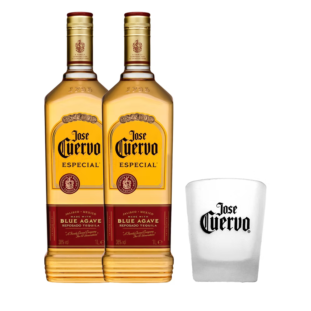 Jose Cuervo Reposado (Gold) 1L Bundle of 2 with FREE Frosted Glass