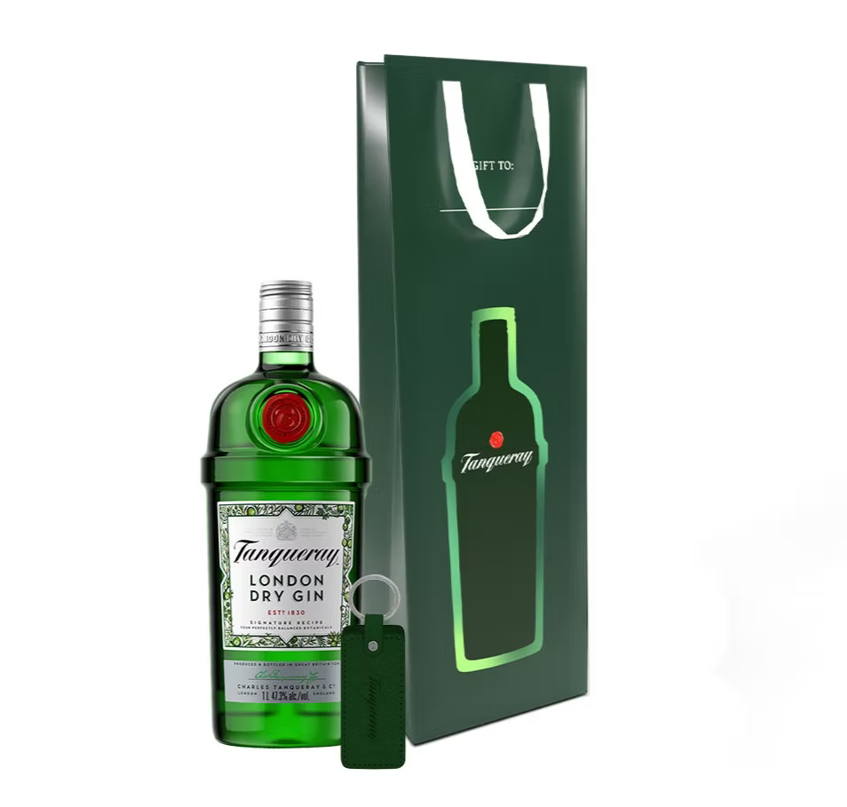 Tanqueray London Dry Gin 750ml with Gift Bag and Keychain